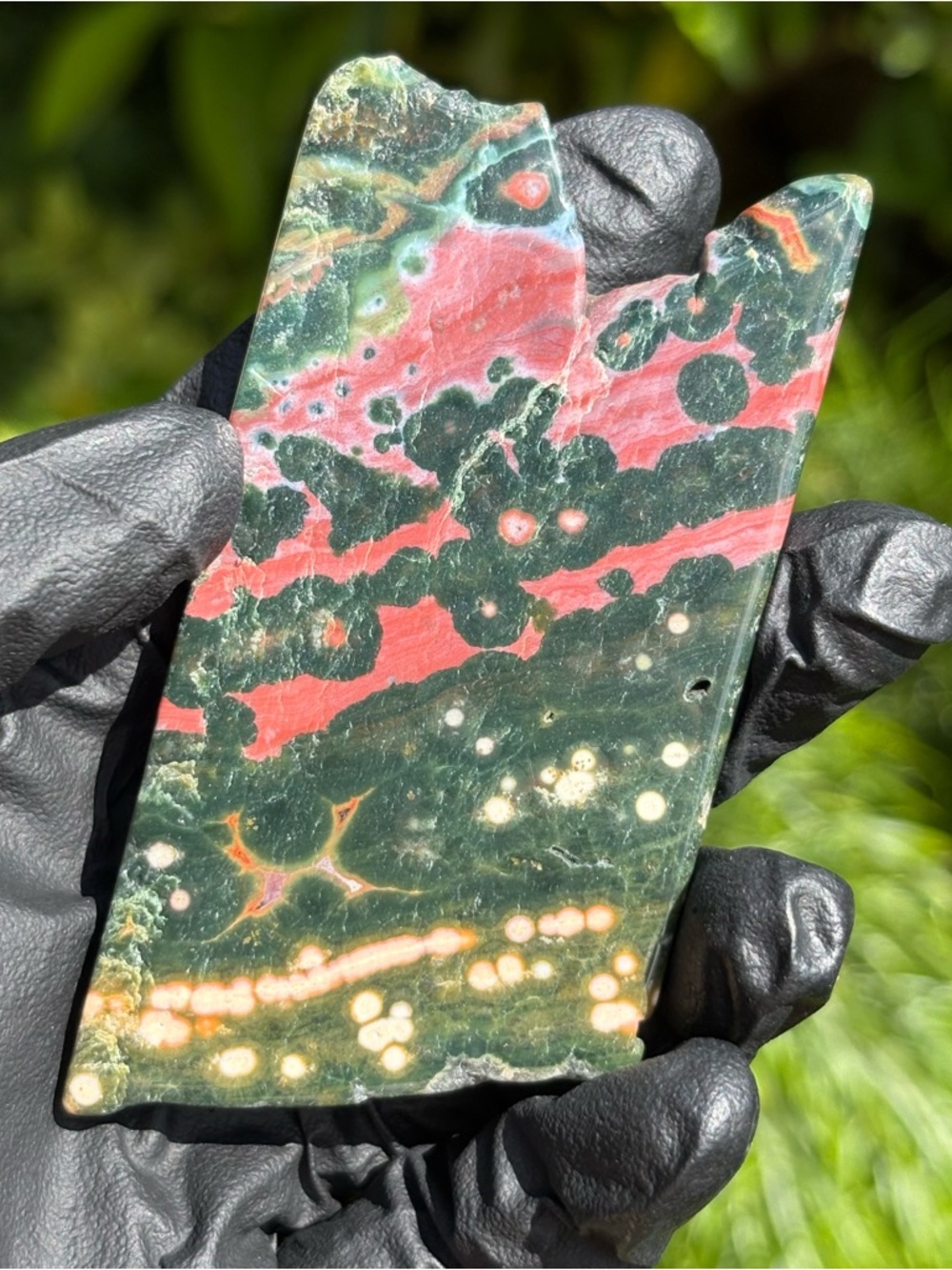 Ocean Jasper Slab with Natural Imperfections - Orbicular Jasper - Sea Jasper
